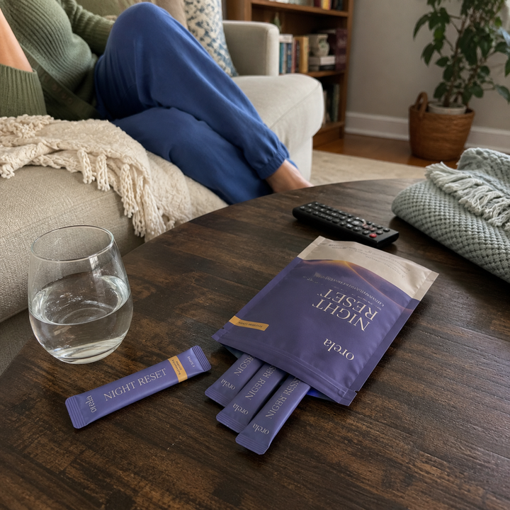 Customer presenting an Orela Night Reset pouch