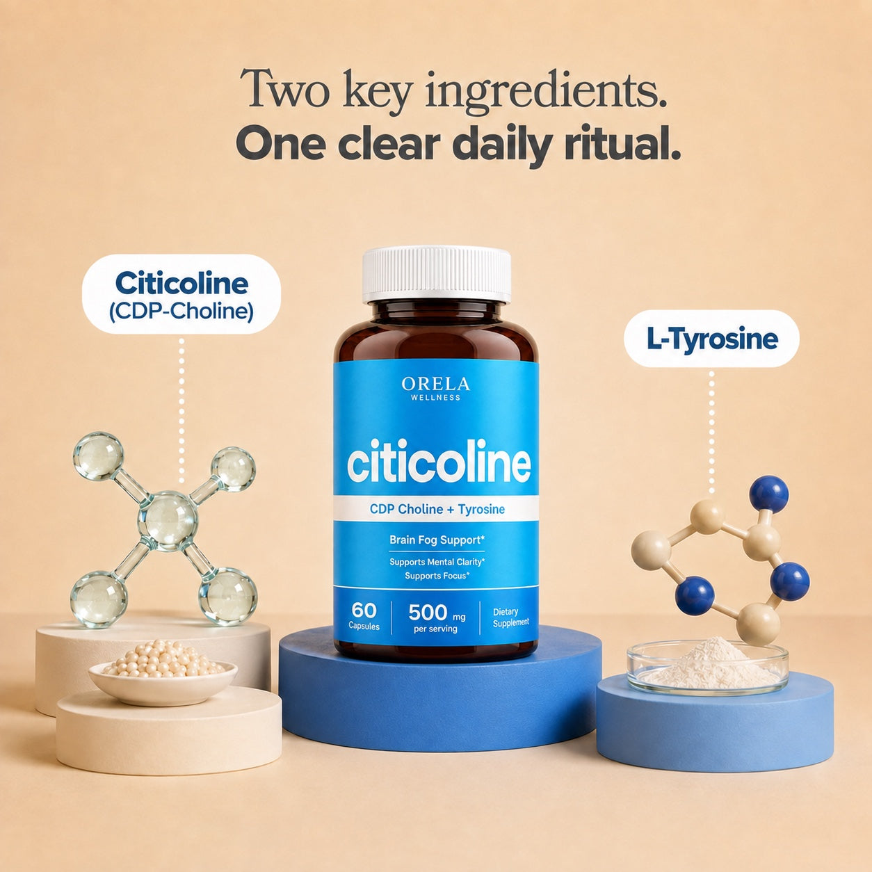 Citicoline with CDP choline and L-tyrosine ingredients
