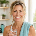 Woman after a home strength-training session